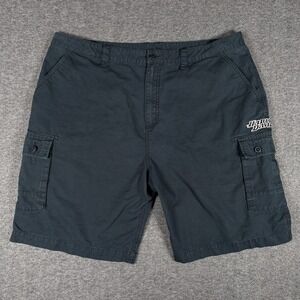 Harley Davidson Mens 42 Black Cargo Shorts Embroidered Biker Casual Cotton